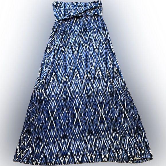 CYNTHIA ROWLEY💫 Women’s Blue/White Printed Fold Over Comfortable Dress/Skirt - Picture 3 of 9